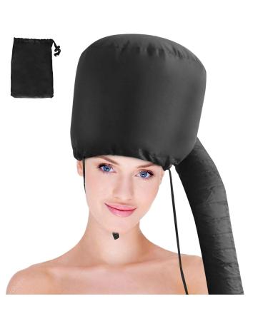 Bonnet Hood Hairdryer Attachment - Upgraded Hair Dryer Bonnet with Chin Strap and Longer Extended Hose More Easy to Enjoy Styling, Curling and Hair Deep Conditioning, Free Carrying Case Hooded Dryer.