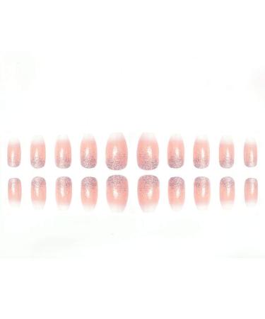 Laza 120pcs Ombre French Fake Nails Set | Glitter Gradient Medium Acrylic Nail Kits for Daily Use - Ballet Coffee Full Cover - Buy Online on GoSupps.com