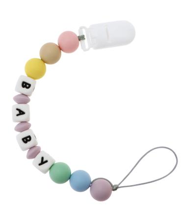 Pacifier Clip Personalized Name  Ausbay Customized Binky Holder Teething Silicone Beads Toys for Baby Boys Girls Toddlers - Candy