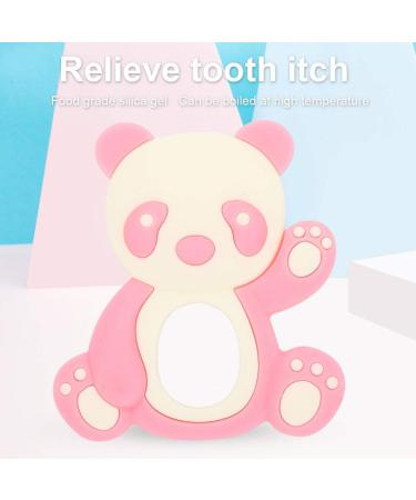 Baby Teething Toy - Cartoon Panda Shape Silicone Teether for Kids | Soft Hugs & Kisses (Pink/Black/Coffee) - Buy Online on GoSupps.com