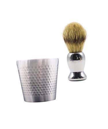 Frcolor 1 set of beard brush set Razor-soap cup beard soap shell for shaving brush men soap shell men beard brush mustache rapid set tool bristle man soft fur paragraph 7.8x7.2cm silver