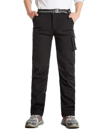 Anyanmoutn Kids Waterproof Softshell Fleece Hiking Pants - Black, Size 14-16 Years - Buy Online on GoSupps.com
