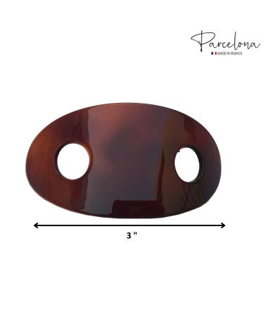 Parcelona French Classic Oval Brown Tortoise Shell Bun Cover Hair Barrette with Stick - Buy Online on GoSupps.com