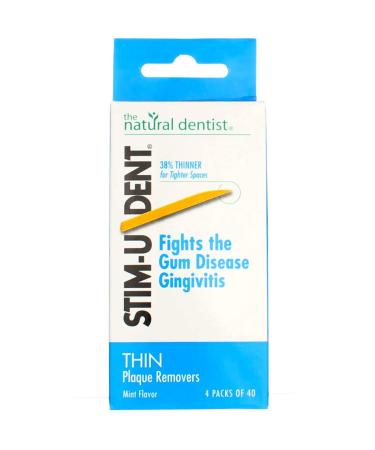 The Natural Dentist Stim-U-Dent Thin Plaque Removers Mint Flavor - 160 Ct. Pack of 4