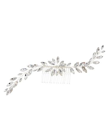 minkissy Decorative Hair Clips Bridal Headdress Wedding Hair Accessories Crystal Hair Comb Wedding Headpiece Bride Insert Comb Leaf Hair Pin Hair Side Combs Bride Hair Clip Jewelry Decorate