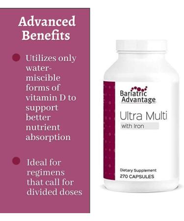 Bariatric Advantage Ultra Multi with Iron - High Potency Daily Multivitamin for Bariatric Surgery - 270 Capsules - Buy Online on GoSupps.com