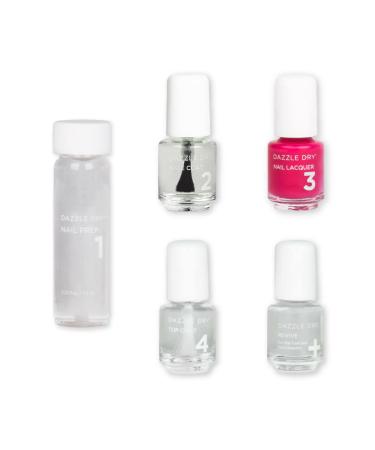 Dazzle Dry Mini Kit 4 Step System - The Duchess  a full coverage bright strawberry pink. (5 Piece Kit)