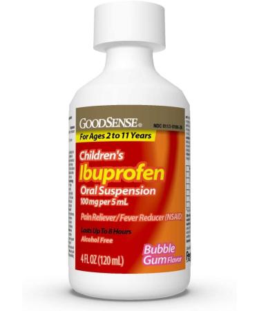 GoodSense Children's Ibuprofen Oral Suspension 100 mg per 5 mL - Bubble Gum Flavored Pain and Fever Relief - 4 Fl Oz (Pack of 1) - Buy Online on GoSupps.com