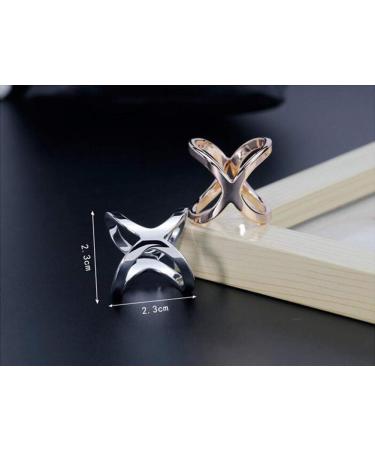 2PCS Gold & Silver X Shaped Scarf Ring Buckle Set | Fashion Silk Scarf Clasp Clips for Women | Clothing Wrap Holder and Decoration Accessory - Buy Online on GoSupps.com