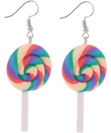 Holibanna 8 Pcs Large Dangle Earrings for Women Ear Decorations Polymer Clay Earrings Lollipop Earrings Turquoise Hoop Earrings for Women Creative Earrings Thick Circle Cane 3X5.3CMx2pcs Assorted Color 4x2pcs - Buy Online on GoSupps.com