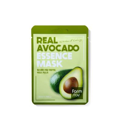 FARMSTAY Real Essence Mask(10 Sheets) - AVOCADO | Korean Skin Care Mask Sheet 1 Count (Pack of 10)
