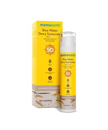 Mamaearth Rice Water Sunscreen SPF 50 PA++++ Lightweight Hydrating Face Sunscreen with Niacinamide & Natural Ingredients UVA/UVB Protection 1.76 Oz (50g)