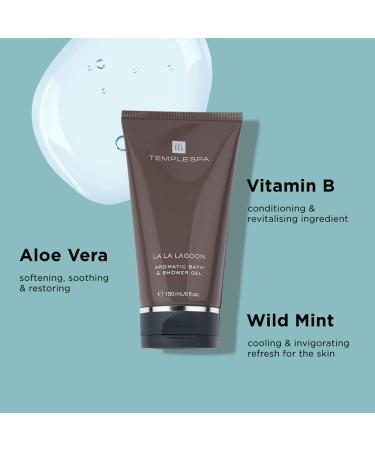 TEMPLESPA La La Lagoon Luxury Bath & Shower Gel 5 fl.oz. | Cleansing, Fresh Skin, Smooth Texture | Natural, Paraben-Free, Cruelty-Free, Vegan - Buy Online on GoSupps.com