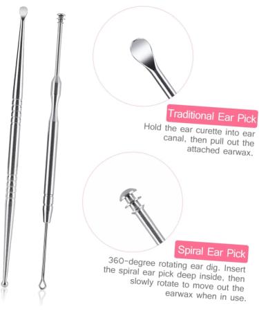 FRCOLOR Ear Wax Cleaner Kit - 3pcs Ear Scoops & Tools for Safe Ear Wax Removal - Stainless Steel Ear Cleaning Set - Buy Online on GoSupps.com