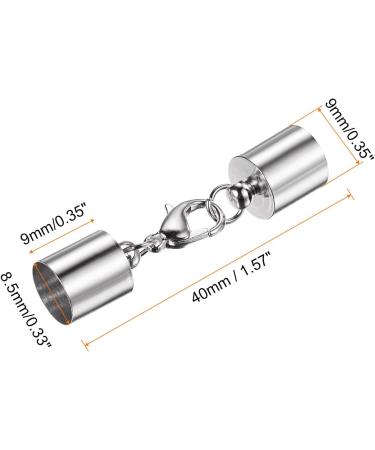 Harfington 5pcs Cord End Cap Set with Lobster Claw Clasp for DIY Bracelets - Silver Tone - Buy Online on GoSupps.com