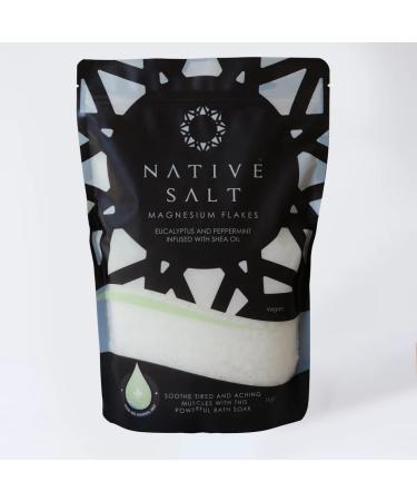 NATIVE SALT LTD Magnesium bath flakes infused with shea oil eucalyptus and peppermint natural source of magnesium mineral bath flakes magnesium recovery vegan and palm oil free 1 kg