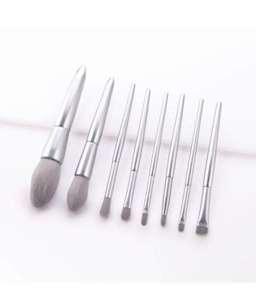 Premium 8PCS Eyebrow & Eyeshadow Makeup Set - Silver Wooden Brushes for Flawless Foundation Application | Shop Internationally - Buy Online on GoSupps.com
