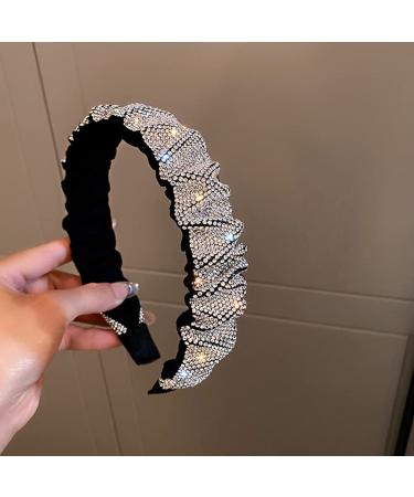 Wiwpar Rhinestone Beaded Headband for Women Girls - Wide Sparkle Hair Hoop for Party - Silver Headwear Accessories - Buy Online on GoSupps.com