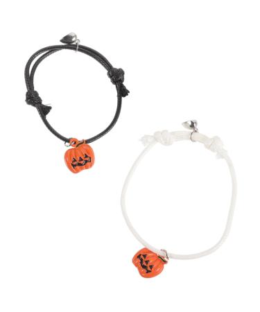 PRETYZOOM 2 Pcs Halloween Bracelet Pumpkin Pendant Bracelet 2pcs Halloween Wristband Couples Bracelets Locket Halloween Pumpkin Charm Bracelet Lovers Rope Gift Heart-shaped