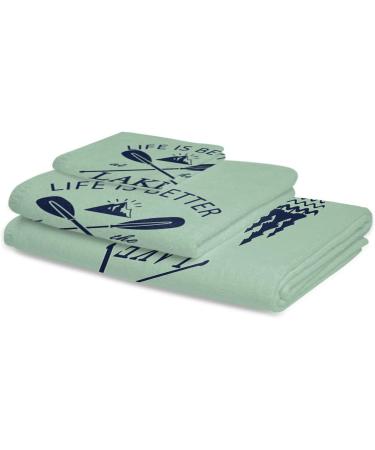 PakiInno Lakepak1381 Towel Set - Life is Better at The Lake Design - Soft & Absorbent Fluffy Towels for Sports, Travel & Fitness - 30x60+16x28+13x13 Inch - Buy Online on GoSupps.com