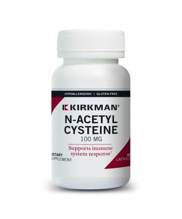 Kirkman N-Acetyl Cysteine100 mg - Hypoallergenic || NAC || 100 Vegetarian Capsules || Gluten and Casein Free || Antioxidant || Supports Immune System Response.
