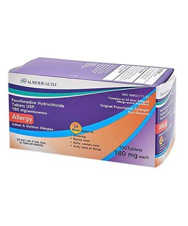 Aurohealth Fexofenadine 180mg 100 Tablets Replacement for 24 Hour Allegra
