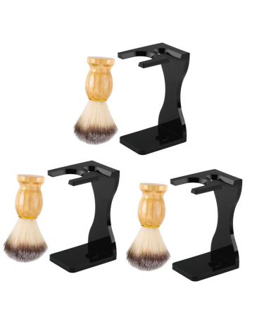 Minkissy 3 sets of razor set dust brush for the face razor men black suit shaving brushes and bowl men black suits hairdressing brush jack wood hair clipping third gang man