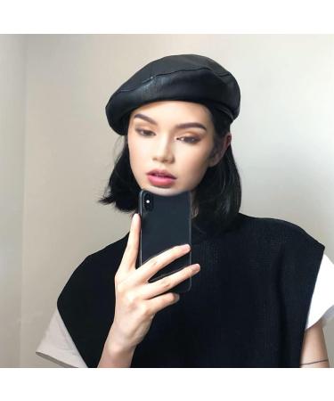 YRPNDP PU Leather Beret - Stylish French Lady Beret in Black - Buy Online on GoSupps.com
