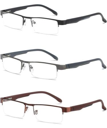 Vevesmundo Men's Reading Glasses Set - Metal Narrow Semicircular Visual Aid +1.0 to +4.0 | Stylish & Comfortable Reading Glasses for Men & Women - Buy Online on GoSupps.com