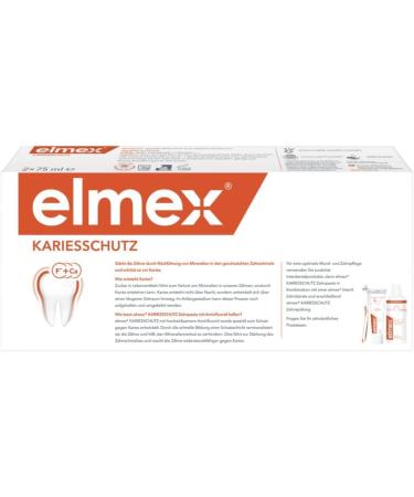Elmex Toothpaste Caries Protection 2x75ml - Double-Effective Calcium Fluoride Shield for Stronger Teeth - Buy Online on GoSupps.com