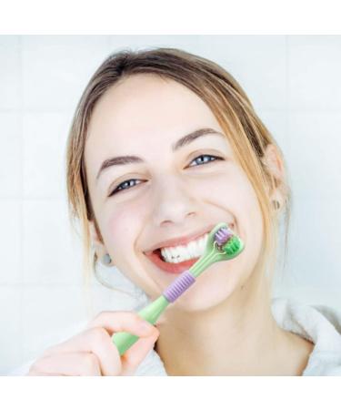 Buy Soft Hair Manual Toothbrush - 3-Piece Three-Sided & Tongue Scratcher - Ideal for Kids & Adults - Green - International Shipping Available - Buy Online on GoSupps.com