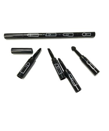 4 in 1 Premium Detachable Makeup Brush Kit - Lip Eyeshadow & Eyebrow Brushes - Portable Travel-friendly Cosmetics (Black - Buy Online on GoSupps.com