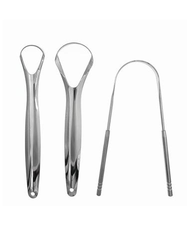 3 pieces of stainless steel tongue cleaner of medical tongue scraps against bad breath tongue brush cleaner with grip for adult oral care