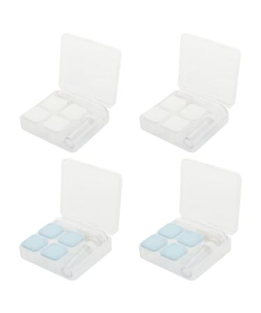 Solustre 4 pieces of colored contact lenses Clean care contact lens container container for eye contact lenses holder for cosmetic lens contact case suite make -up mirror travel ABS