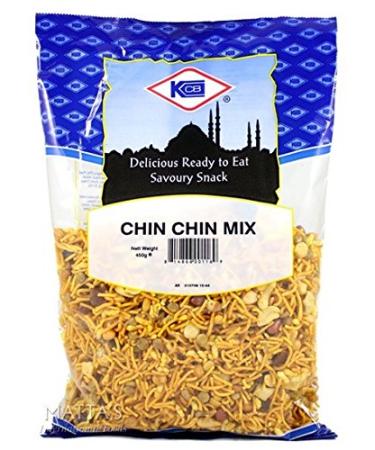Kashmir Crown Bakeries KCB Chin Chin Mix Spicy mixture of Gram Flour Noodles Lentils Nuts Peanuts and Sultanas 450g Pack of 10