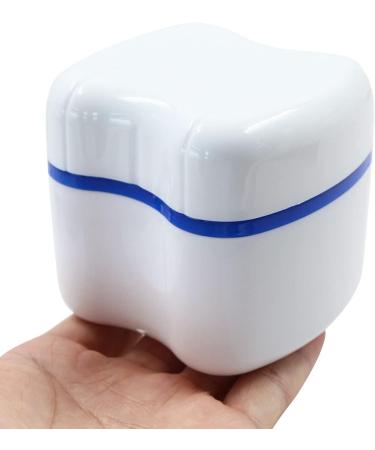 Buy Dental Third Teeth Storage Box - 2 Piece Prosthesis Cup with Filter Basket | Durable Orthodontic Dentures Organizer (White/Blue) - International Shipping Available - Buy Online on GoSupps.com