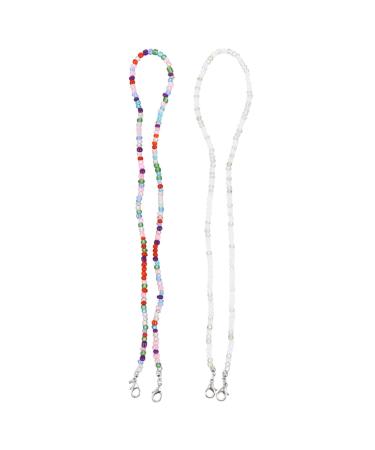 Healeeved 2 pc glasses mask chain glasses cards ID Cards Um Hanband Castle chain glasses tape with facial cover lanyard mouth protection chain pearl washcloths adjustable