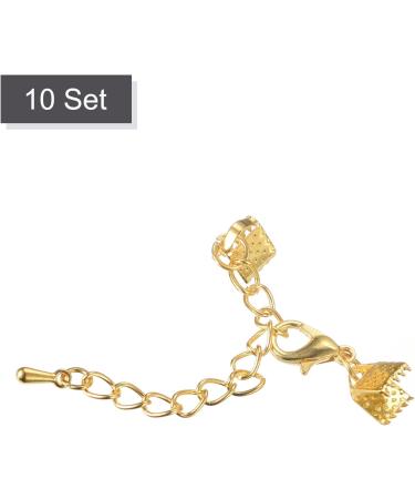 10Set Gold Tone Ribbon Crimp Clamp Ends with Lobster Claw Clasps - DIY Craft Making Supplies - Buy Online on GoSupps.com
