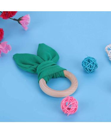 Delightful Bunny Ears Infant Wood Bite Ring - Safe Natural Tooth Training & Sensory Toy for Babies (Green) | Perfect Gift - Buy Online on GoSupps.com