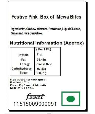 Ghasitaram Gifts Diwali Gifts Festive Pink Box of MEWA Bites Bites - Buy Online on GoSupps.com