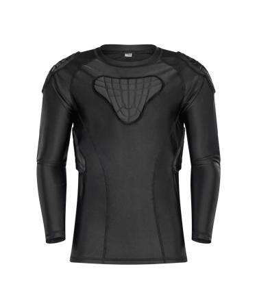 TUOY Youth Boys Padded Compression Shirts Rib Chest Protector Shirt Long Sleeve Shirt YL(Chest:28.5-30.5")
