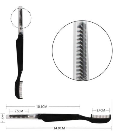 Folding Eyelash Comb and Eyebrow Brush Set - Metal Teeth Grooming Brushes for Defined Lashes and Brows - Buy Online on GoSupps.com