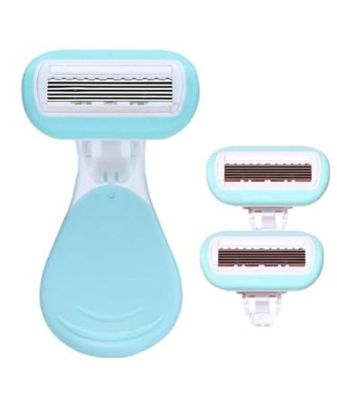 Manual Short Handle Shaver for Armpit and Leg Hair razor for women lady razor blades portable sliding shaver smooth safe shaver for shaving legs bikini zones and body (green)