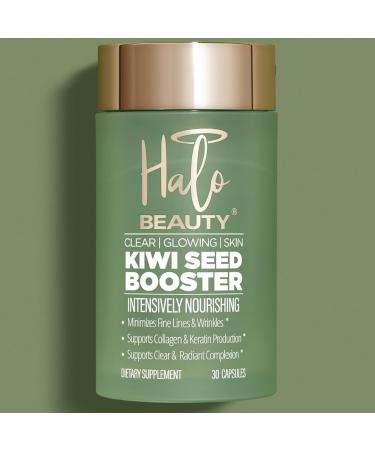 Halo Beauty Kiwi Seed Booster Skin Supplement Refill Pack | Anti-Aging Hydration & Glowing Skin Support with Kiwi Seed Vitamin C D3 & Zinc | Vegan Collagen Support Capsules | 1-Month Supply - Buy Online on GoSupps.com