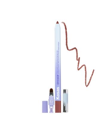 Kosas Hotliner Retractable Lip Liner Pencil with Built-In Brush & Sharpener - Easy Contouring Hydrating Long-Lasting- Pigmented Creamy Texture for Plumping Lips - Hyaluronic Acid & Konjac - Infinite Warm Pinky Brown
