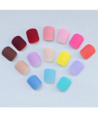 LuckForever 360pc Kids Press On Nails - Matte Short Square Fake Acrylic Fingernails for Girls & Women - Full Cover French Colored Manicure Decor - Buy Online on GoSupps.com