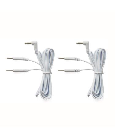 Vogueing Tool 1 Pair 120CM Tens Electrode Lead Wires Jack 3.5mm Plug 2.0mm Pin Connection White