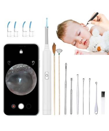 LEWOTE Ear Wax Removal Wireless Endoscope Ear Cleaner with 16Pcs Earwax Removal Kit Tools  1080P FHD Waterproof Otoscope Compatible with Any Smart Phones  (White)