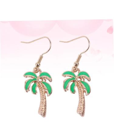 Delicate Coconut Tree Post Earrings for Women - 2 Pairs Green Ear Jewelry - Buy Online on GoSupps.com