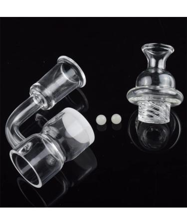 Flat Top Splash Guard Opaque Bottom 14mm Female Quartz Banger with Quartz Nail with Cyclone Spinning Carb Cap and 10pcs 4mm OD Transparent Terp Pearl Balls (14MM Female)